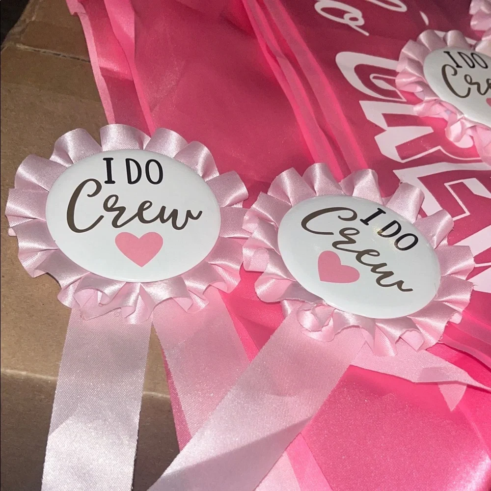 Pink 'I Do Crew' Bachelorette Sash & Rosette Set